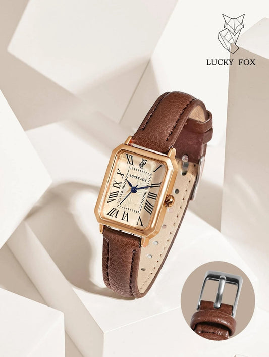 Everyday Luxe - Brown Leather Strap Watch